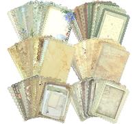 60 Sheets Vintage Lace Edged Scrapbook Paper Assorted Set, Mixed Vintage Paper for Scrapbooking Embellishments Letter Writing Junk Journal Collage Decoupage Card Crafts, 4.9x6.9 Inch&4.7x6.3 Inch