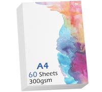 60 Sheets Watercolour Paper Bulk A4, 140 lb 300 GSM Cotton Paper Water Colour Paper, Cold-Pressed, Art Paper Drawing Painting for Students Adults Artists 21x29.7cm