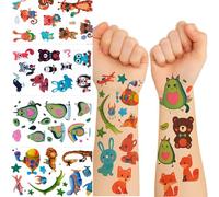 60 Sheets Waterproof Temporary Tattoo Stickers with Illustrated Animal Designs, Dinosaur Fox Unicorn Mermaid Body Art Decals for Parties Festivals DIY Decoration