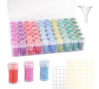 60 Slots Diamond Art Storage Box, Kit Portable Diamond Art Accessories | Transparent Bead Storage Box with Labels and Funnel for Diamond Organization