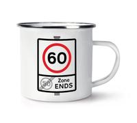60 Speed Limit Sign Zone Ends 60th Birthday Enamel Mug Cup