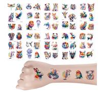 60 Styles Watercolour Animal Tattoos for Children, 10 Sheets Children's Tattoos, Skin-Friendly Set, Children's Tattoo, Temporary Tattoos for Girls Boys, Birthday Party Decoration Item