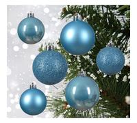 60 Sugar Blue Baubles Assorted Shatterproof Christmas Tree Decorations