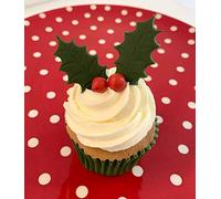 60 Sugar Holly Leaves and 60 Red Chocolate Holly Berries- Edible & Handmade with Love in The UK!