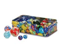 60 Traditional Marbles In A Tin - Box Of Big & Small Childrens Toy Kids - Box Of Marbles Big & Small Tin Traditional Childrens Toy Kids Stocking