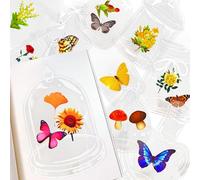 60 Transparent Dried Flower Bookmarks Set, Clear Bookmarks and 240 Stickers Bookmark Making Kit for Kids and The Elderly Make Your Own Bookmark as Gifts for Birthday Mothers Day or Fathers Day