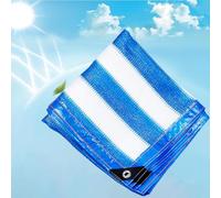 60% UV Resistant Shade Netting Tarp Blue White Stripe Sunblock Mesh Fabric with Grommets for Garden Plant Protection Outdoor Use (1x14m)