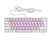 60% Wired Gaming Keyboard, RGB Backlit Compact Mini Keyboard, 61 Keys Portable USB Wired Keyboard with 6 RGB Backlit Modes for PC Gamers, Typist, Travel (White Purple)