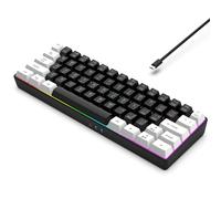 60% Wired Gaming Keyboard, RGB Backlit Ultra Compact Mini Keyboard, Waterproof Mini Compact 61-Key Keyboard for PC/Mac Gamers, Typist, Travel, Easy Travel (Black & White) …