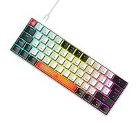 60% Wired RGB Gaming Keyboard,62 Keys Compact Mechanical Keyboard New Degsin Keycaps,Detachable USB Type-C,Blue Switch 18 LED Chroma Backlit for Typists and Gamers-White/Black