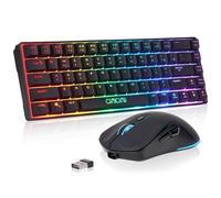 60% Wireless Gaming Keyboard and Mouse Combo, RGB Backlit Rechargeable | LED Light Up keyboards, Wireless Gaming Mouse and Keyboard for Xbox PS4 PS5 PC Laptop -Black