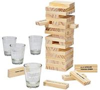 60 Wooden Blocks | Grab A Piece with Dares | Drunken Tower | 4 Shot Glasses | Drinking Game | Drinks | Party | House Party