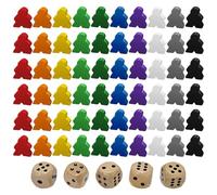 60 Wooden Chess Pieces And 5 Dices, Board Game Toys, Children'S Toy Supplies, Game Accessories.