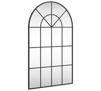 vidaXL Wall Mirror, Makeup Mirror with Steel Frame, Wall-mounted Hanging Mirror for Bathroom Living Room Decoration, Black Arch Iron