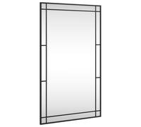 vidaXL Wall Mirror, Makeup Mirror with Steel Frame, Wall-mounted Hanging Mirror for Bathroom Living Room Decoration, Black Rectangle Iron