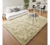 (60 x 110 cm (2 ft x 3 ft 7 in)-Mat, Cream) Anti Slip Shaggy Rug For Living Room Runner Carpet