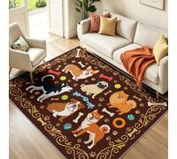 60 x 110 cm Washable Rugs Living Room Animal Cartoon Rustic Dog Bone Paw Print Large Carpet | Area Rug, Non Slip, Washable, Brown Rug for Living Room Bedroom Kitchen Hall Lounge Dining Room