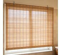 60 x 110 cmNatural Bamboo Roller Blind Side Pull Cord Height Adjustable, 60% Light Filtering, Indoor Sun Protection Privacy Window Blind for Living Room Balcony Conservatory