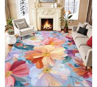 60 x 120 cm Area Rug, Glam Elegant Spring Floral Leaf Non-Slip & Washable Carpet for Office Chair, Entrance & Dining Room, Low-Pile Indoor Rugs for High Traffic Areas, Multicoloured