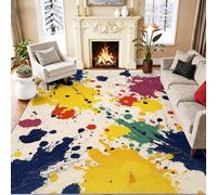60 x 120 cm Area Rugs Multicoloured, Chic Graffiti Artistic Paint Splash Washable Rug for Playroom & Nursery, Non-Slip Soft Carpet for Toddlers & Pets, Low Pile Living Room Rug
