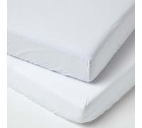 (60 x 120 cm, White) Cot Fitted Sheets 2 Pack Egyptian Cotton with Fully Elasticated Skirt 200 Thread Count