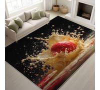 60 x 180 cm Durable Area Rugs Red Ball Milk Splash Non Slip Backing Photography Abstract Low Pile Rug Modern Creative Visual Fun Soft Rugs for Living Room Dining Room - Black