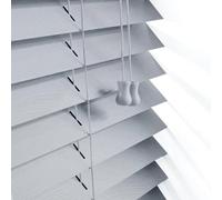 60 x 213cm Grey Venetian Blind, smooth Faux Wood wooden Venetian Blinds for Windows Treatment Shutters Child Safe 50mm Slate with string Easy Fit Curtains Trimmable Luxury Wooden Blind