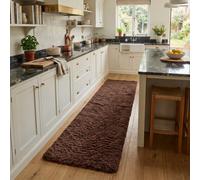 (60 x 220 cm (2 ft x 7 ft 3 in)-Runner Rug, Coffee/Brown) Anti Slip Shaggy Rug For Living Room Runner Carpet