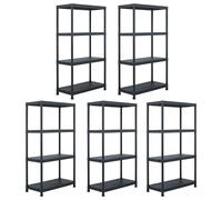 vidaXL Storage Shelf Racks 5 pcs Black 60x30x138 cm Plastic