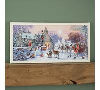 60 x 30cm Battery Operated Fibre Optic LED Christmas Wall Art with Santa Cottage Scene Samuel Alexander Multi One Size