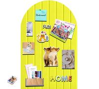 60 x 40 cm large cork board, large pin board, round edges cork wall made of felt, 0.9 cm thick, foldable photo board with self-adhesive tape, felt self-adhesive vision board, push pins felt, lemon