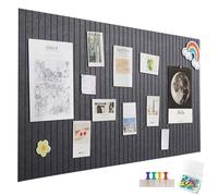 60 x 40 cm Large Felt Notice Board, Self-Adhesive, Vertical Stripes, Decorative Notice Board, Felt Board, Foldable Photo Board, Memo Boards, Bulletin Board for Office, Kitchen, Dark Grey