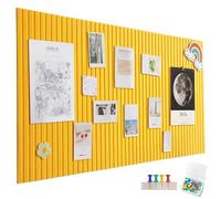 60 x 40 cm Large Felt Notice Board, Self-Adhesive, Vertical Stripes, Decorative Notice Board, Felt Board, Foldable Photo Board, Memo Boards, Bulletin Board for Office, Kitchen, Orange
