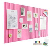 60 x 40 cm Large Felt Notice Board, Self-Adhesive, Vertical Stripes, Decorative Notice Board, Felt Board, Foldable Photo Board, Memo Boards, Bulletin Board for Office, Kitchen, Peach