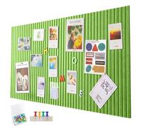 60 x 40 cm large pin board, large cork board, 0.9 cm thick, decorative cork wall made of felt, foldable photo board with self-adhesive tape, felt self-adhesive vision board, push pins felt, green