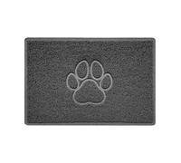 Nicoman Paw Embossed Shape Door Mat Dirt-Trapper Washable Barrier Doormat-Dark Grey (Watertight Rubber-Back)-Small (60x40cm)