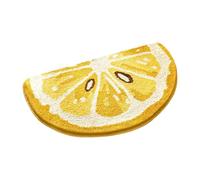 60 x 40 cm Semi-Circle Fruit Bath Mat, Absorbent Soft And Dry Fast, Fruit Design, Lemon Kiwi Watermelon Slices Rug Room Bathroom Mat for Kids (Lemon)