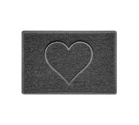 Nicoman Heart Embossed Shape Door Mat Dirt Trapper PVC Spaghetti Mat Washable Quick Drying Barrier Doormat-Dark Grey (Drainage Open-Back)-Small (60x40cm)