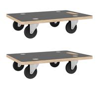 Vidaxl Dolly Trolleys 2 Pcs Rectangular 60X40X11.5 Cm, Grey