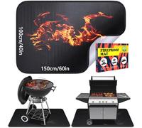 60 x 40Inch Under Grill Mat for Outdoor Grill, Grass Protection Mats, Indoor Fireplace Mat, Fire Pit Mat, Oil-Proof Waterproof BBQ Protector for Decks and Patios, Heavy Duty, Non-Stick