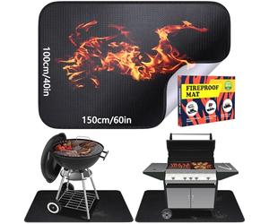 60 x 40Inch Under Grill Mat for Outdoor Grill, Grass Protection Mats, Indoor Fireplace Mat, Fire Pit Mat, Oil-Proof Waterproof BBQ Protector for Decks and Patios, Heavy Duty, Non-Stick