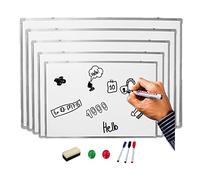 60 x 45cm Magnetic Whiteboard Drywipe White Writing Board with 3 Marker Pens 2 Magnets 1 Dry Eraser, Notice Memo Cubicle Planning Board for Home, School, Office, Mini Easel Board for Kids Drawing