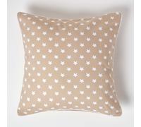 Homescapes Cotton Stars Cushion Cover in Beige | Size: 60 cm x 60 cm Homescapes Beige 60 cm x 60 cm