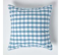 (60 x 60 cm, Blue) Block Check Cotton Gingham Cushion Cover