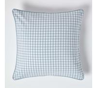 HOMESCAPES - 100% Cotton - Gingham Check - Large Cushion Cover - 60 x 60 cm Square - 24 x 24 Inches - Blue White - 100% Cotton Sofa Pillow Cushion Cover - Washable