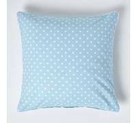 HOMESCAPES - 100% Cotton - Polka Dots - Large Cushion Cover - 60 x 60 cm Square - 24 x 24 Inches - Blue White - 100% Cotton Sofa Pillow Cushion Cover - Washable