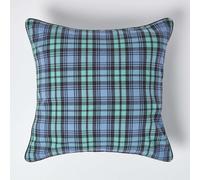 HOMESCAPES - 100% Cotton - Black Watch Tartan Check - Large Cushion Cover- 60 x 60 cm Square - 24 x 24 Inches - Scottish Green Black - 100% Cotton sofa Cushion Cover - Washable