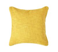 HOMESCAPES Yellow Ochre 24 x 24 Inch Nirvana Pure Slub Cotton Cushion Cover Coordinating with Matching Throws and Bedspreads