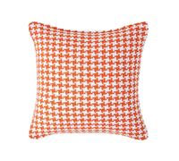 (60 x 60 cm, Orange) Houndstooth 100% Cotton Cushion Cover