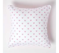 (60 x 60 cm, Pink Hearts) Cotton Hearts Cushion Cover